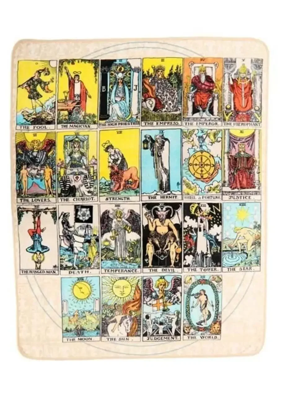 Tarot Card Collage 48 x 60 Inch Fleece Throw Blanket Nwt Excellent Arcane Nice